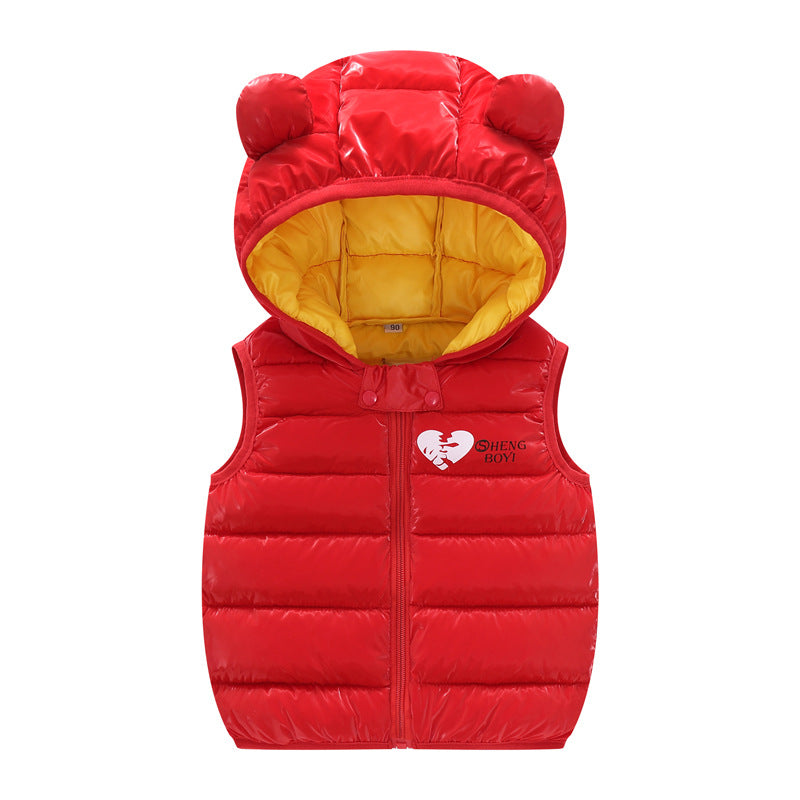 Children Warm Down Vest Autumn Baby Boys Girls Sleeveless Waistcoat Kids Outerwear Vests Children Hooded Jackets - TryKid