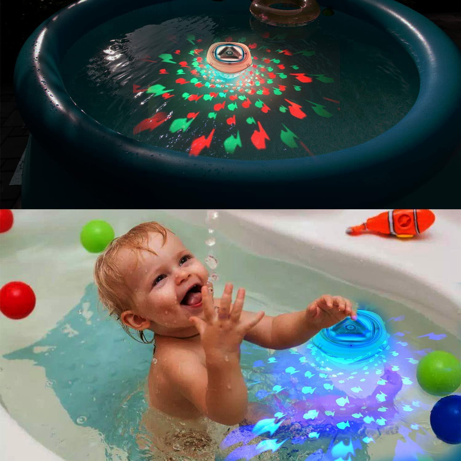 Fish Projection Bathtub Light Kids Toy LED Floating Underwater Submersible Swimming Pool Decor Light Fountain Diving Lamp