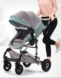 Sitting And Lying Portable Folding High-landscape Shock-absorbing Two-way Stroller For Newborn Babies - TryKid
