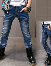 Boys Jeans Autumn And Winter New One-piece Velvet - TryKid
