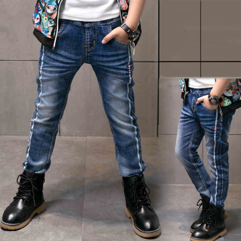 Boys Jeans Autumn And Winter New One-piece Velvet - TryKid