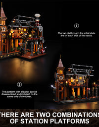 Steampunk Train Station Building Blocks Light Puzzle Model Toys - TryKid
