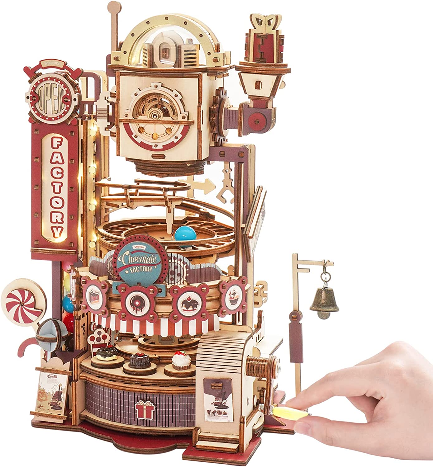 Robotime ROKR Marble Chocolate Factory 3D Wooden Puzzle Games Assembly Model Building Toys For Children Kids Birthday Gift - TryKid