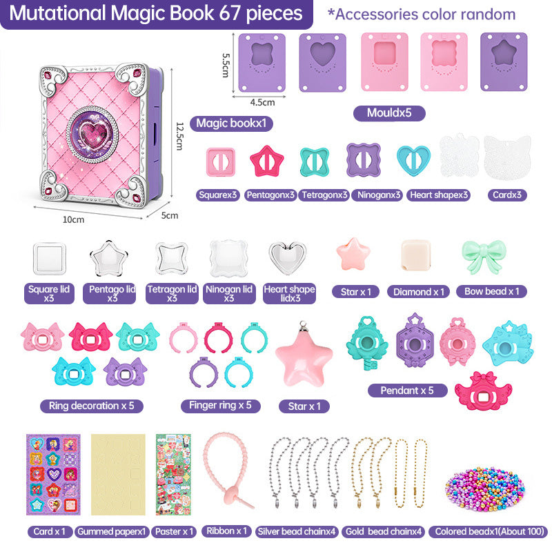 Girls Jewelry Making Kit DIY Arts And Crafts Gifts, Necklace Pendant & Bracelet Crafting Set Versatile Magic Sticker Machine Magic Book Children's DIY Making Christmas Gift Jewelry Gift Set For Kids - TryKid