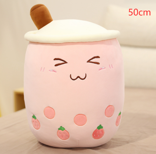 Cute Fruit Drink Plush Stuffed Soft Strawberry Milk Tea Plush Boba Tea Cup Toy Bubble Tea Pillow Cushion Kids Gift - TryKid