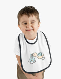 Adorable Baby Contrast Trim Jersey Bib with Exclusive TryKid Logo and Charming Bird Design - A Stylish and Practical Essential for Mess-Free Meals

