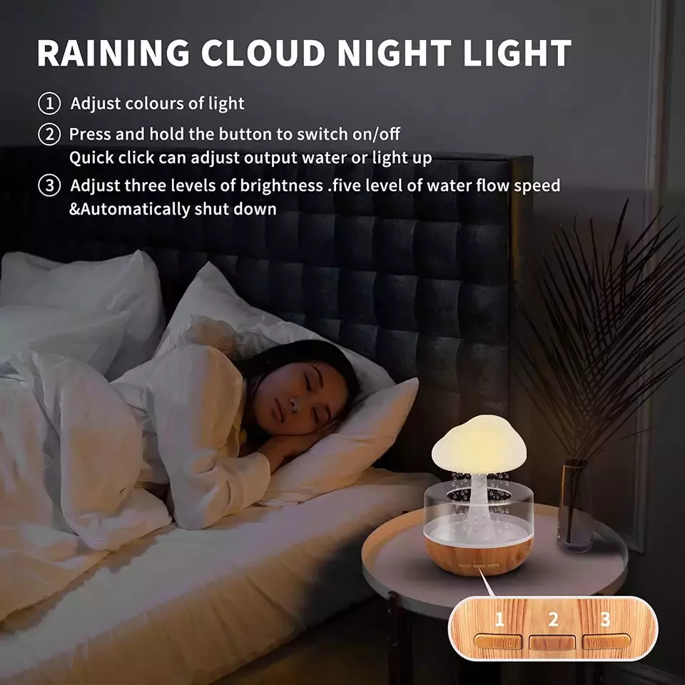 Rain Cloud Aroma Humidifier Raining Humidifier Water Drop Humidifier - TryKid