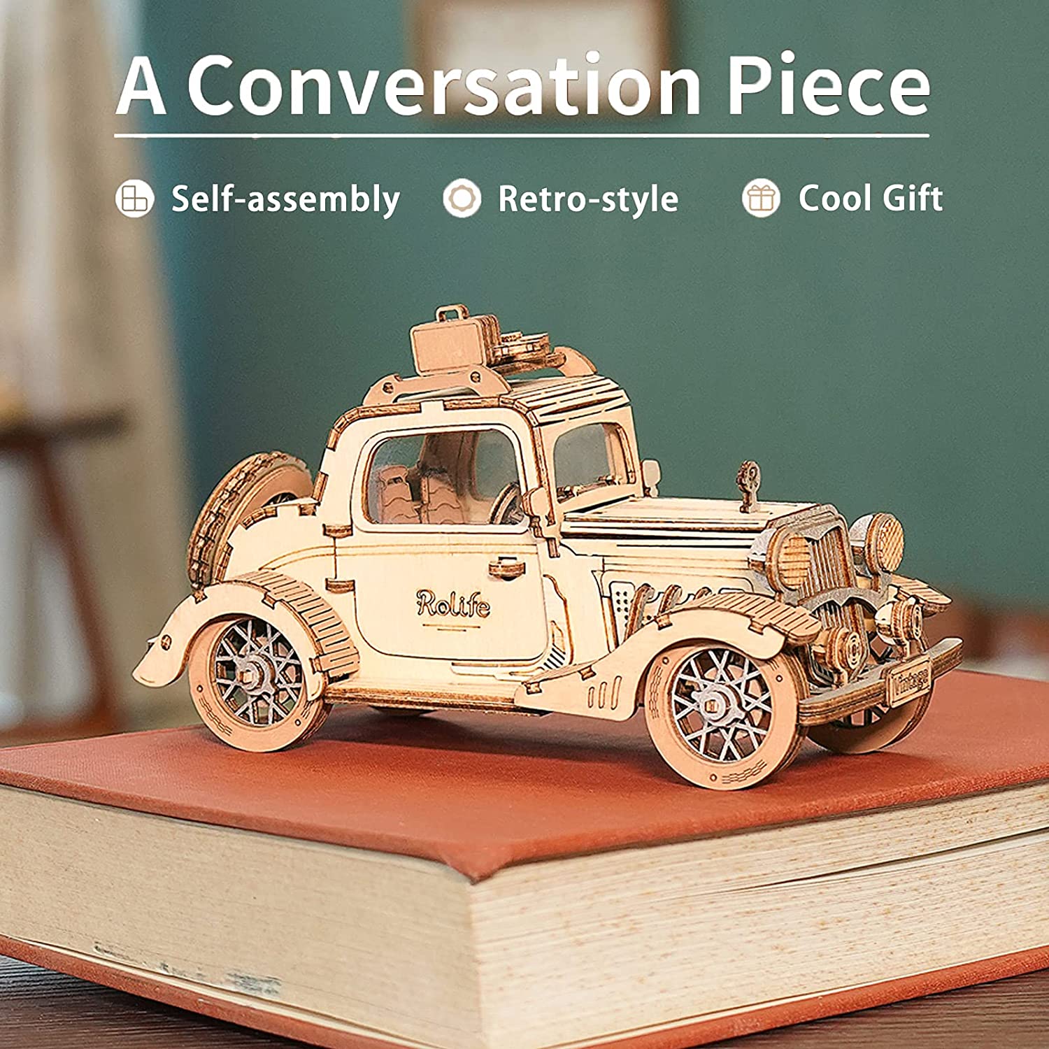 Robotime Rolife Vintage Car Model 3D Wooden Puzzle Toys For Chilidren Kids - TryKid