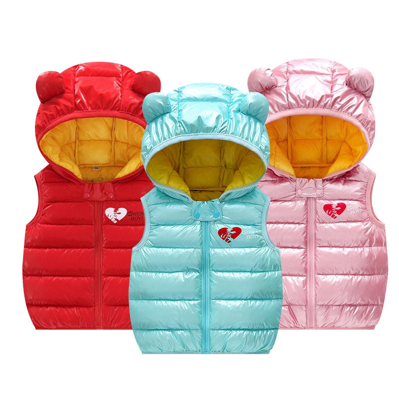 Children Warm Down Vest Autumn Baby Boys Girls Sleeveless Waistcoat Kids Outerwear Vests Children Hooded Jackets - TryKid