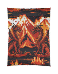 Unleash the Magic: Dragon Fire and Mountain Adventure Kids' Comforter - Cool New Design for a Cozy and Stylish Bedroom!
