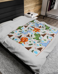 TryKid's Dino Delight Velveteen Plush Blanket - A Cozy and Fun Blanket for Kids with a Trending New Design
