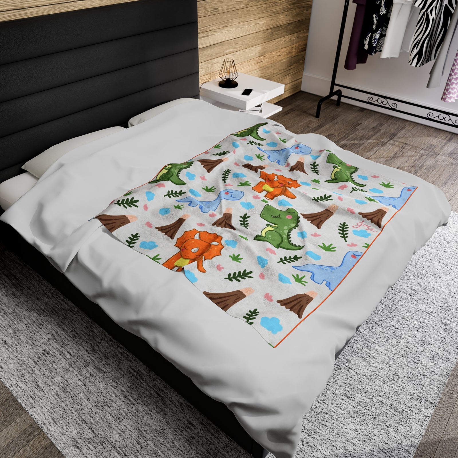 TryKid's Dino Delight Velveteen Plush Blanket - A Cozy and Fun Blanket for Kids with a Trending New Design