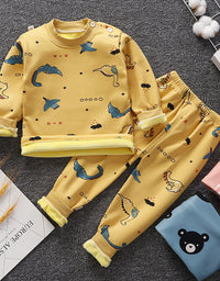 Children's Thermal Underwear Suit Fleece-lined Thickened Boys Girls Autumn Clothing - TryKid

