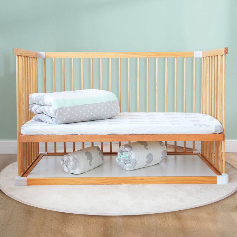 Japanese Style Solid Wood Newborn Crib Splicing Bed Pine With Guardrail - TryKid