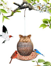 Cat Shaped Bird Feeder Cat Shaped Vintage Handmade Outdoor Decor Villa Garden Decoration Hanging Bird Outdoor Feeder
