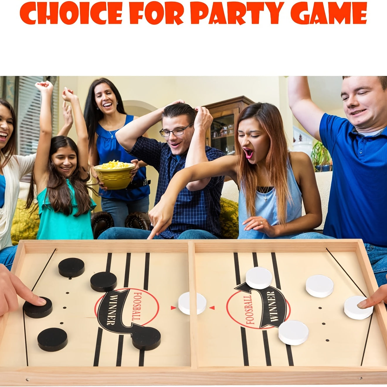 Fast Sling Puck Game,Wooden Hockey Game,Super Foosball Table,Desktop Battle Parent-Child Interaction Winner Slingshot Game,Adults And Kids Family Game Toys - TryKid