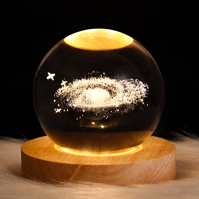 LED Night Light Galaxy Crystal Ball Table Lamp 3D Planet Moon Lamp Bedroom Home Decor For Kids Party Children Birthday Gifts - TryKid