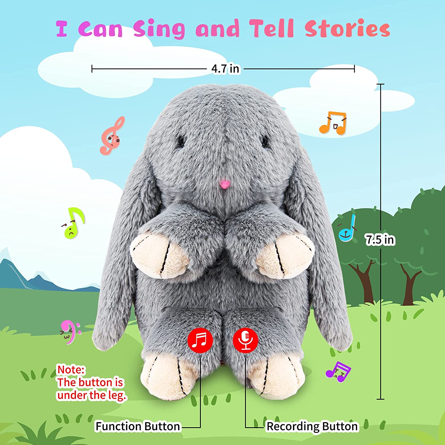 Talking Bunny Toys For Kids, Repeats What You Say, Interactive Stuffed Plush Animal Talking Toy, Singing, Dancing And Shaking For Girls Boys - TryKid