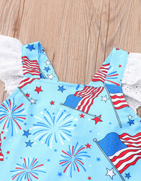 Kids Summer Sleeveless Firework Flag Dress
