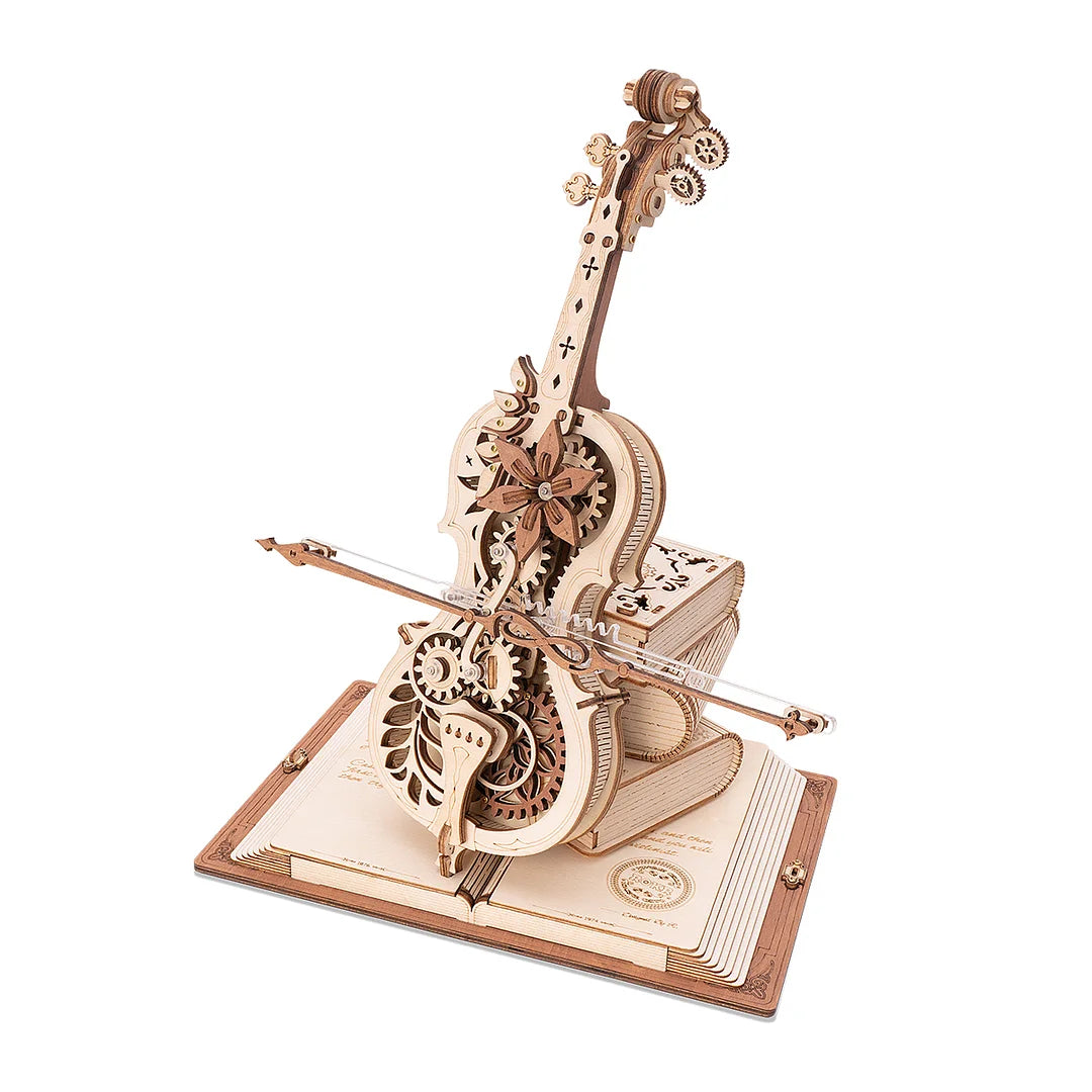 Robotime ROKR Magic Cello Mechanical Music Box Moveable Stem Funny Creative Toys For Child Girls 3D Wooden Puzzle AMK63 - TryKid