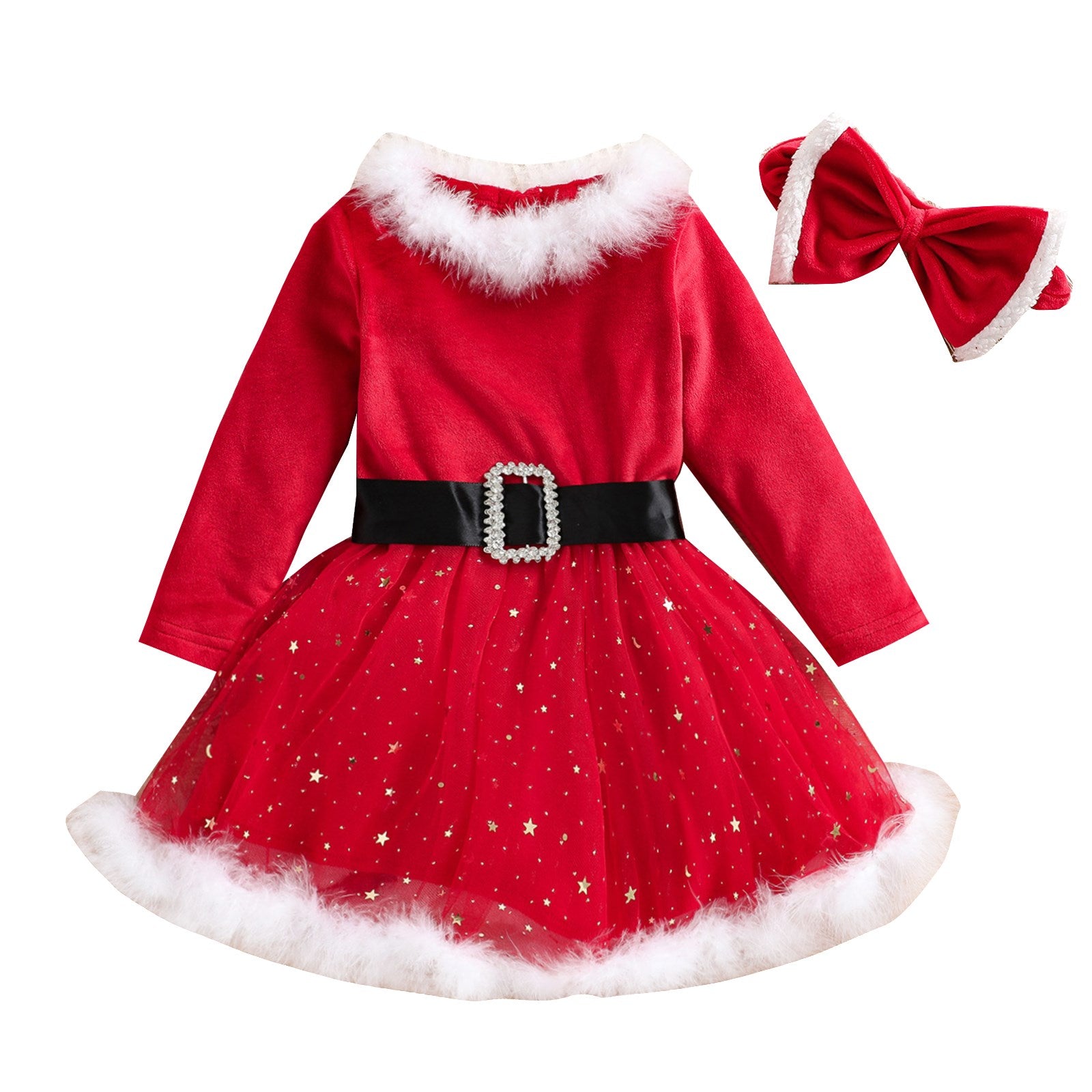 Child Girl Christmas Dress Headband Suit - TryKid