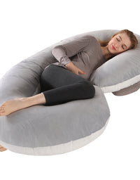 Crystal Velvet C-type Pregnancy Pillow For Sleeping On The Side - TryKid
