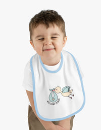 Adorable Baby Contrast Trim Jersey Bib with Exclusive TryKid Logo and Charming Bird Design - A Stylish and Practical Essential for Mess-Free Meals
