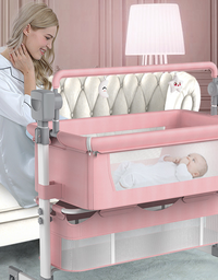 Portable Baby Bed Electric Bassinet Splicing Bed Foldable Newborn Baby Bedside Bed Baby Bed - TryKid
