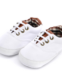 Solid color casual lace soft bottom baby canvas shoes baby shoes toddler shoes - TryKid
