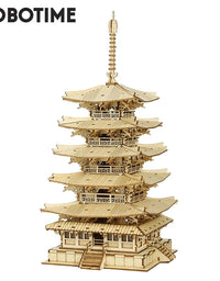 Robotime Five-storied Pagoda 3D Wooden Puzzle Toys For Children Kids Birthday Christmas Gift Home Decoration TGN02 Dropshipping - TryKid
