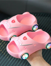 Kids Glowing Slippers Cartoon Car Sandals Children Sandals Anti Slip Boys Girls Luminous Slippers Summer Beach Shoes
