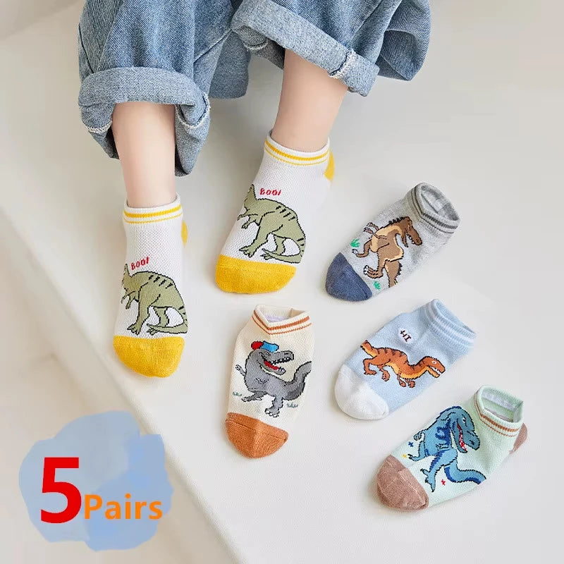 Boy's Dinosaur Pattern Socks Comfortable Breathable Casual Soft Kids Socks