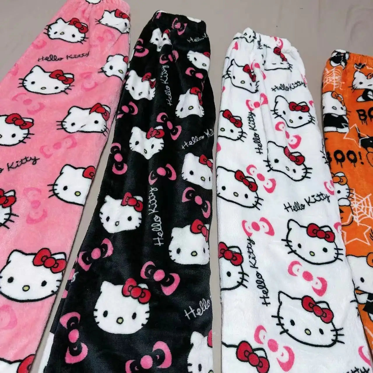 Sanrio Hello Kitty Y2k Kawaii Anime Flannel Pajamas Women'S Warm Woolen Cartoon Casual Home Pants Autumn Winter Fashion Trousers