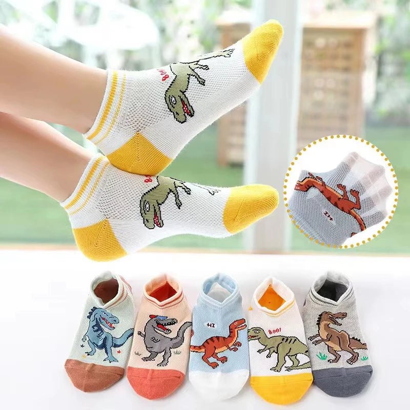 Boy's Dinosaur Pattern Socks Comfortable Breathable Casual Soft Kids Socks