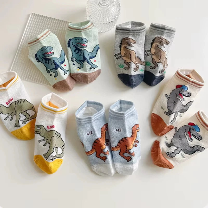 Boy's Dinosaur Pattern Socks Comfortable Breathable Casual Soft Kids Socks