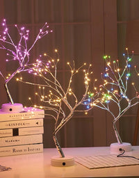 LED Night Light Mini Christmas Tree Copper Wire Garland Lamp For Kids Home Bedroom Decoration Decor Fairy Light Holiday lighting
