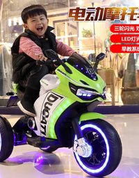 Children's Electric Motorcycle Charging Electric Large Tricycle Stroller Ride On Car Electric For Kid Children 2-10 Years Old
