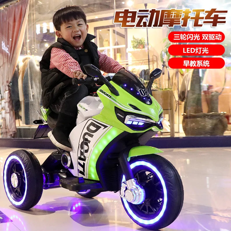 Children's Electric Motorcycle Charging Electric Large Tricycle Stroller Ride On Car Electric For Kid Children 2-10 Years Old