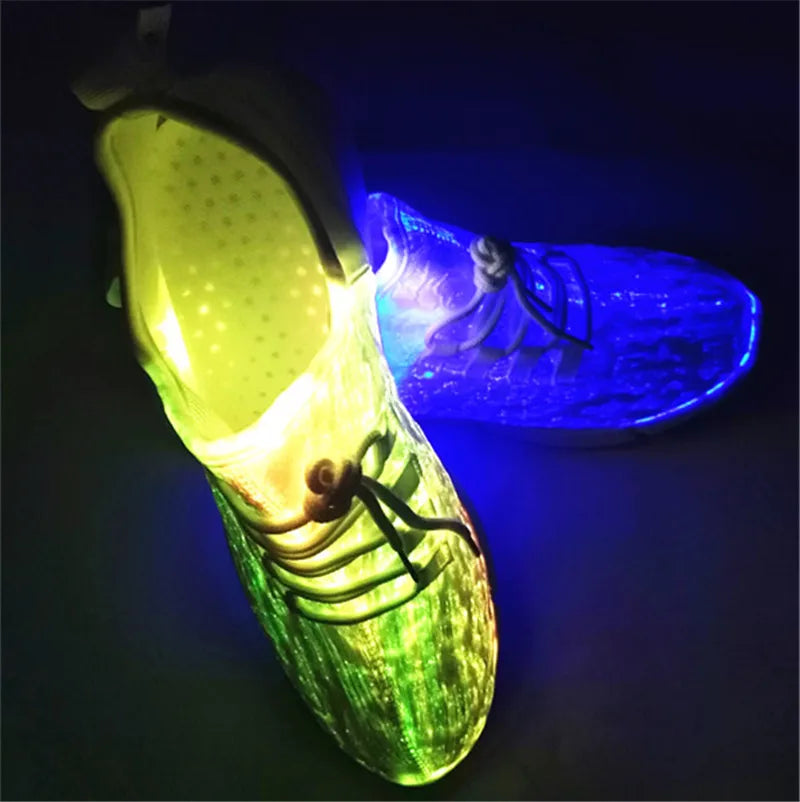 Colorful Led Fiber Optic Shoes For Girls Boys Men Women USB Recharge Glowing Sneakers Man Light Up Shoes Luminous Party Shoes