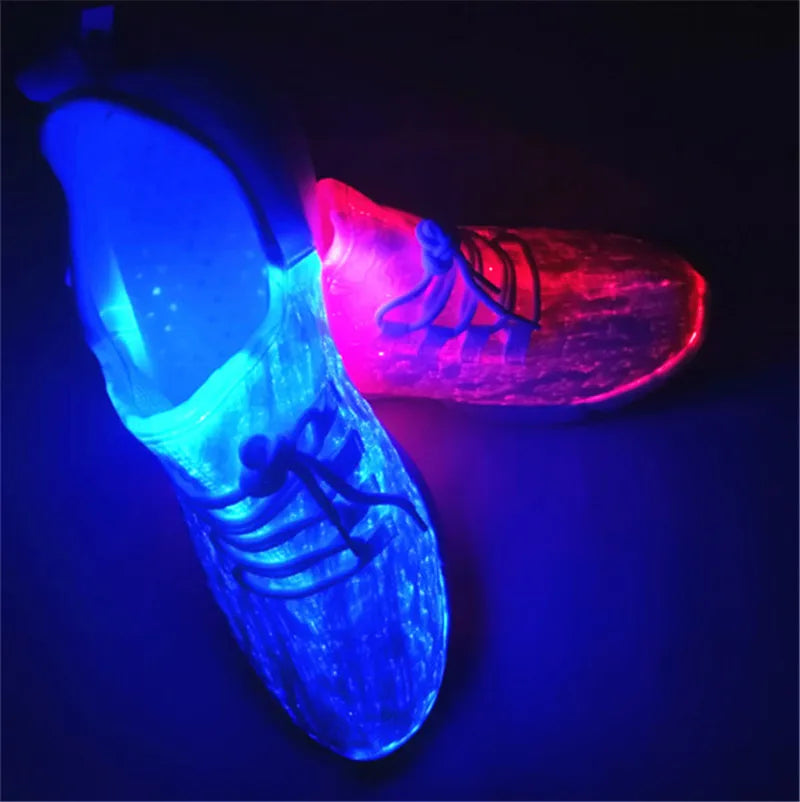 Colorful Led Fiber Optic Shoes For Girls Boys Men Women USB Recharge Glowing Sneakers Man Light Up Shoes Luminous Party Shoes