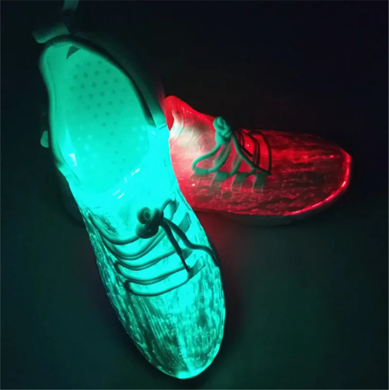 Colorful Led Fiber Optic Shoes For Girls Boys Men Women USB Recharge Glowing Sneakers Man Light Up Shoes Luminous Party Shoes