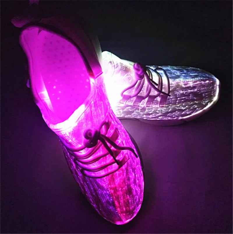 Colorful Led Fiber Optic Shoes For Girls Boys Men Women USB Recharge Glowing Sneakers Man Light Up Shoes Luminous Party Shoes