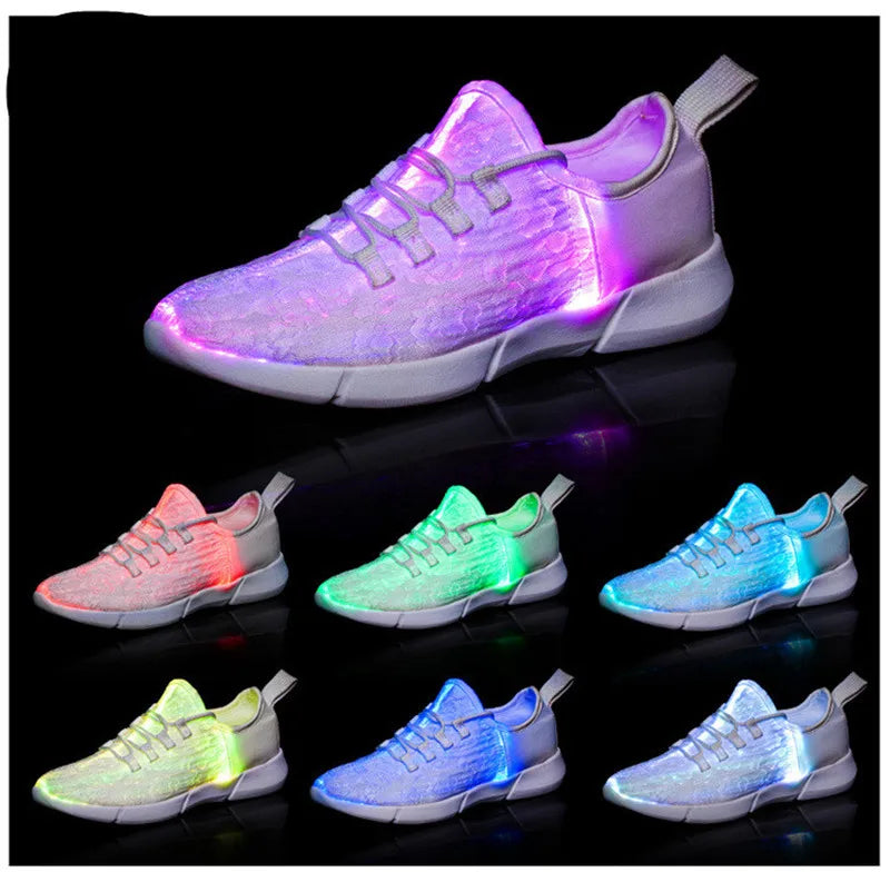 Colorful Led Fiber Optic Shoes For Girls Boys Men Women USB Recharge Glowing Sneakers Man Light Up Shoes Luminous Party Shoes