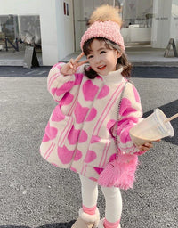 2 3 4 5 6 7 8 Years Plush Girls Jacket Autumn And Winter Keep Warm Outerwear Fashion Little Princess Christmas Coat Kids Clothes
