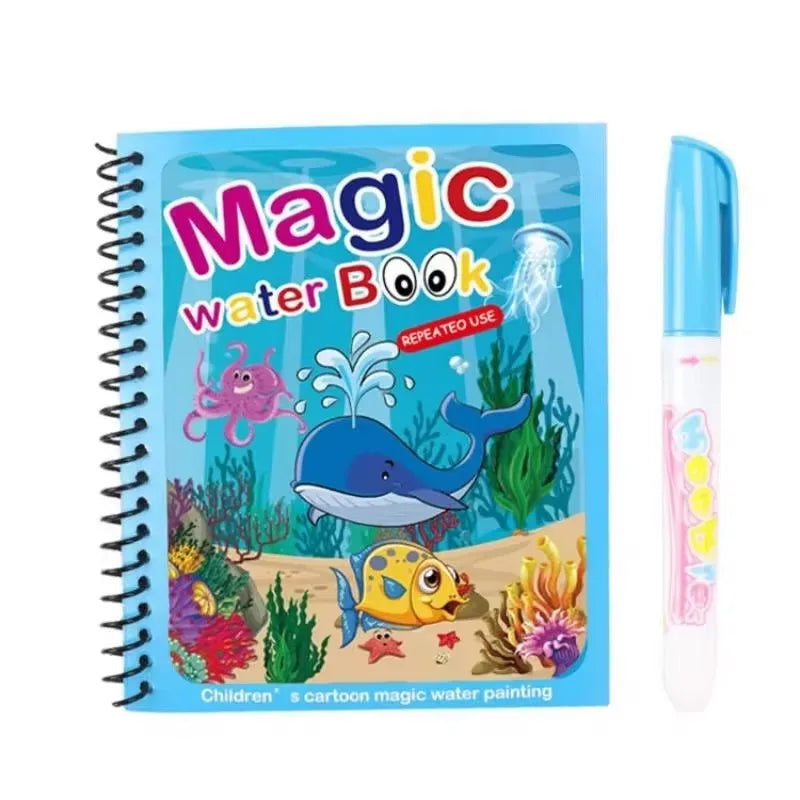 1 Book+1 Pen Reusable Coloring Book Water Painting Book Sensory Early Education Puzzle Drawing Toys