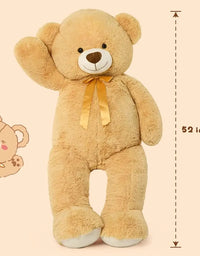 Tezituor Big Teddy Bear,52'' Giant Stuffed Animal Plush,Light Brown Soft Gifts for Valentine, Christmas, Birthday.
