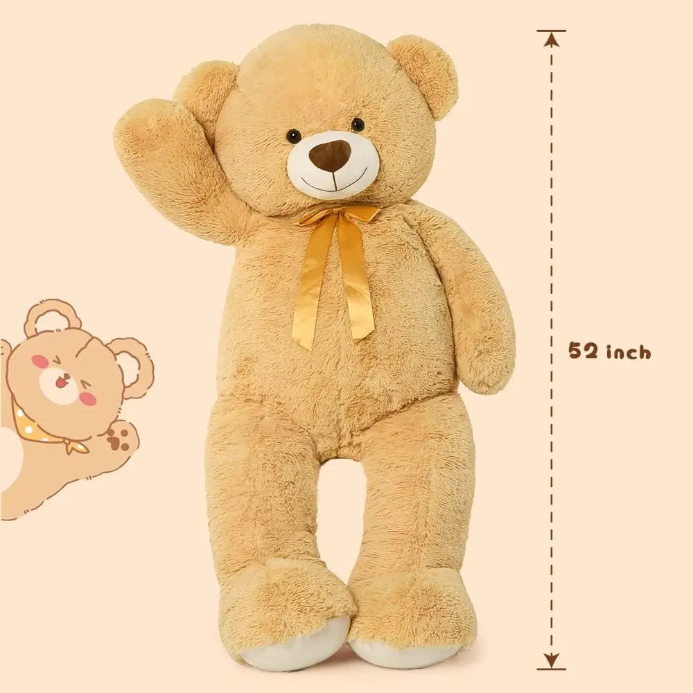 Tezituor Big Teddy Bear,52'' Giant Stuffed Animal Plush,Light Brown Soft Gifts for Valentine, Christmas, Birthday.