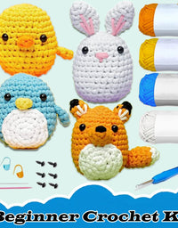 Kids Beginner Crochet Kit Cotton Knitting Yarn Thread Needles Hook Knit Tool Set Animal DIY Craft for Beginners
