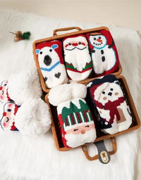 Winter Kids Cartoon Christmas Socks Boys Girls Thicken Cotton Warm Floor Children Sock Non-Slip Thermal Cute Family Socks
