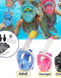 Underwater Snorkeling Full Face Children Swimming Mask Set Scuba Diving Respirator Masks Anti Fog Safe Breathing for Kids Adult
